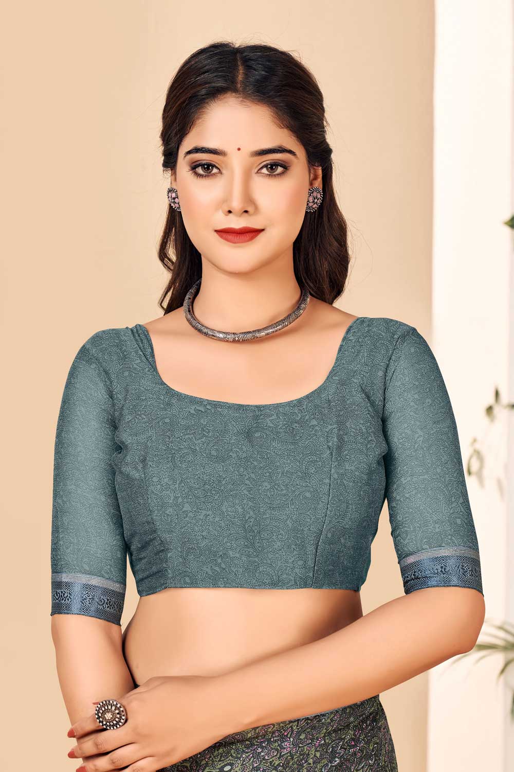 Creative Chiffon Saree In Dark Grey Color | Buy Online India