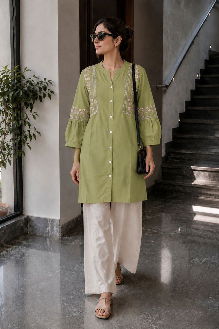 Amazing Casual Style Sea Green Rayon Kurti With Bottom | Buy Online India