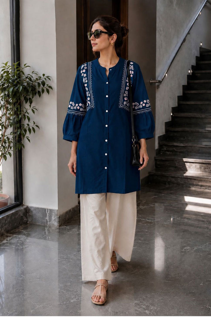 Soothing Casual Style Teal Color Rayon Kurti With Bottom | Buy Online India