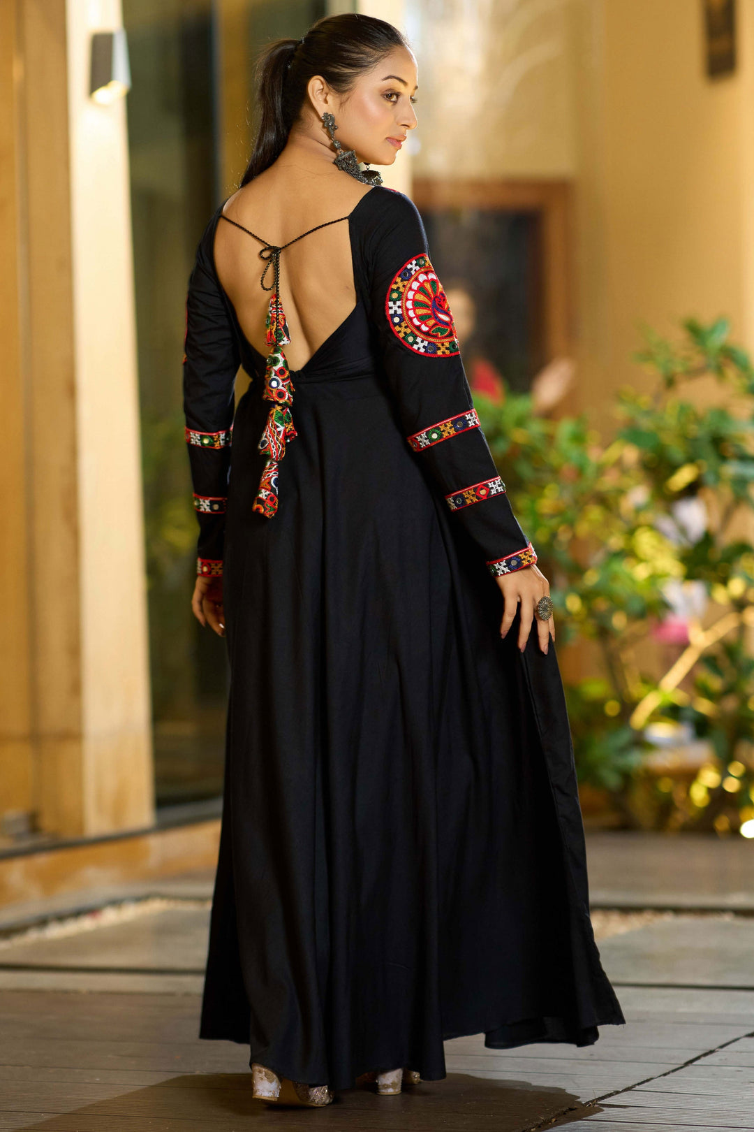 Bewitching Embroidered Work On Cotton Fabric Readymade Kurti In Black Color | Buy Online India