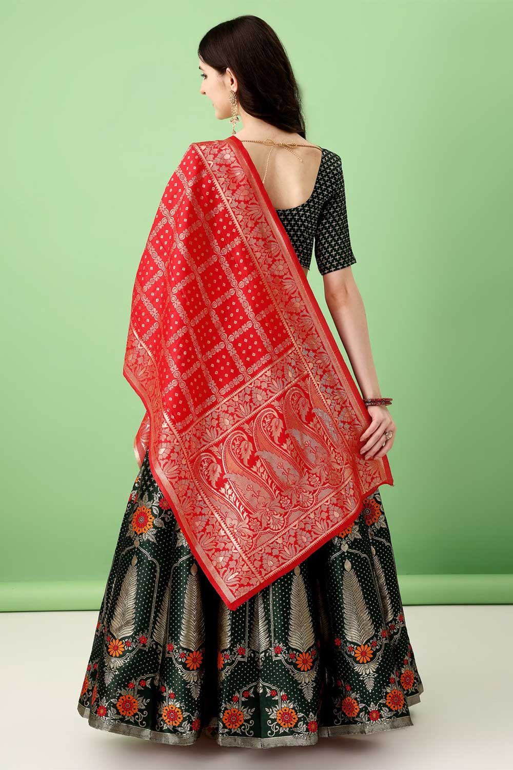 Multi Color Jacquard Work On Art Silk Fabric Stunning Lehenga | Buy Online India
