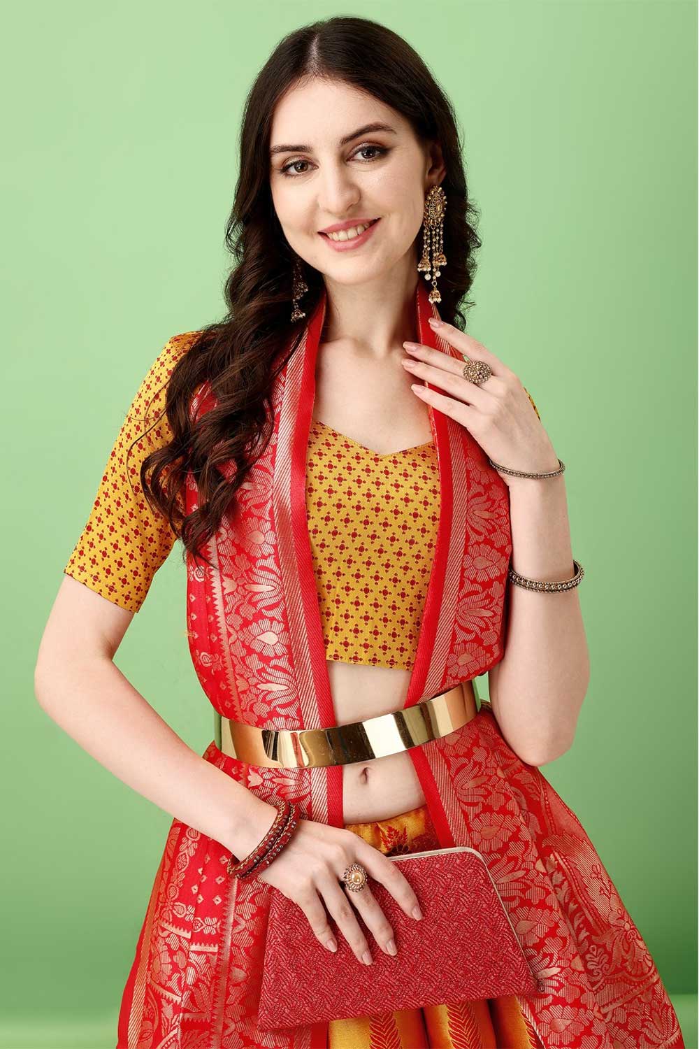 Incredible Jacquard Work On Art Silk Fabric Multi Color Lehenga | Buy Online India