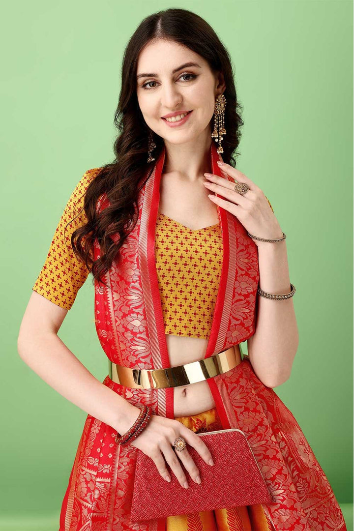 Incredible Jacquard Work On Art Silk Fabric Multi Color Lehenga | Buy Online India