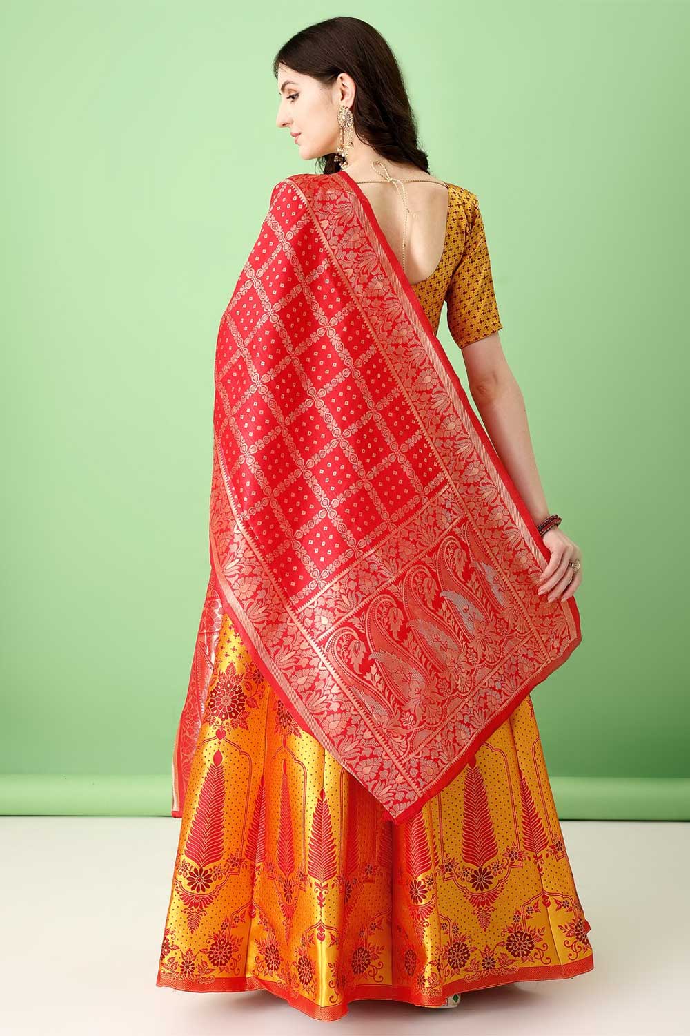 Incredible Jacquard Work On Art Silk Fabric Multi Color Lehenga | Buy Online India