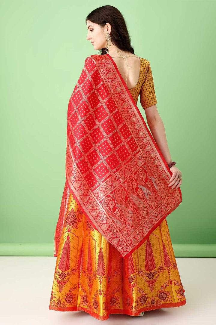 Incredible Jacquard Work On Art Silk Fabric Multi Color Lehenga | Buy Online India