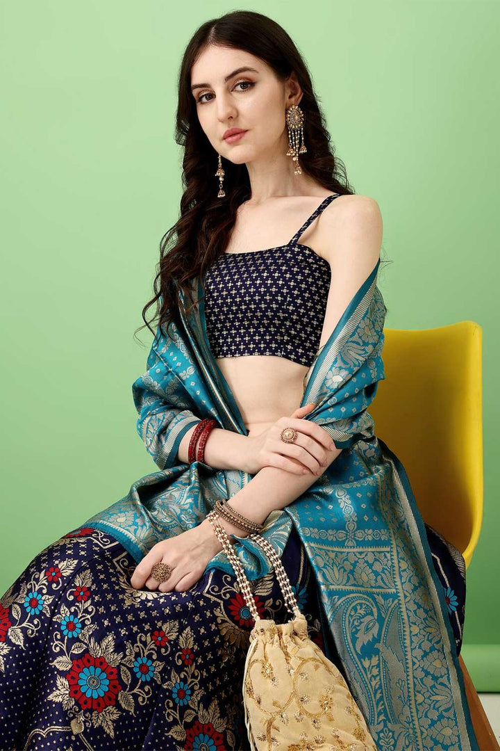 Tempting Art Silk Fabric Multi Color Lehenga With Jacquard Work | Buy Online India
