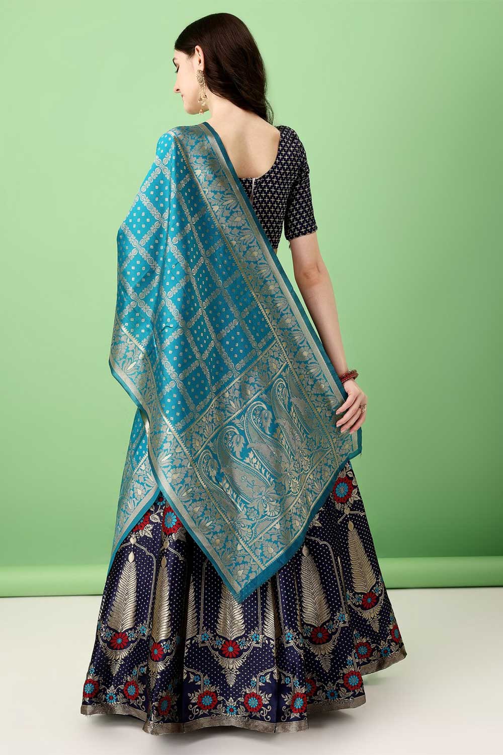 Tempting Art Silk Fabric Multi Color Lehenga With Jacquard Work | Buy Online India