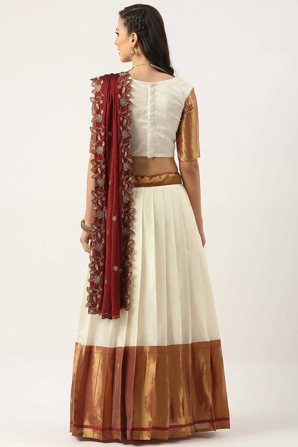 Art Silk Fabric Plain Lehenga Choli in Vibrant White Color | Buy Online India