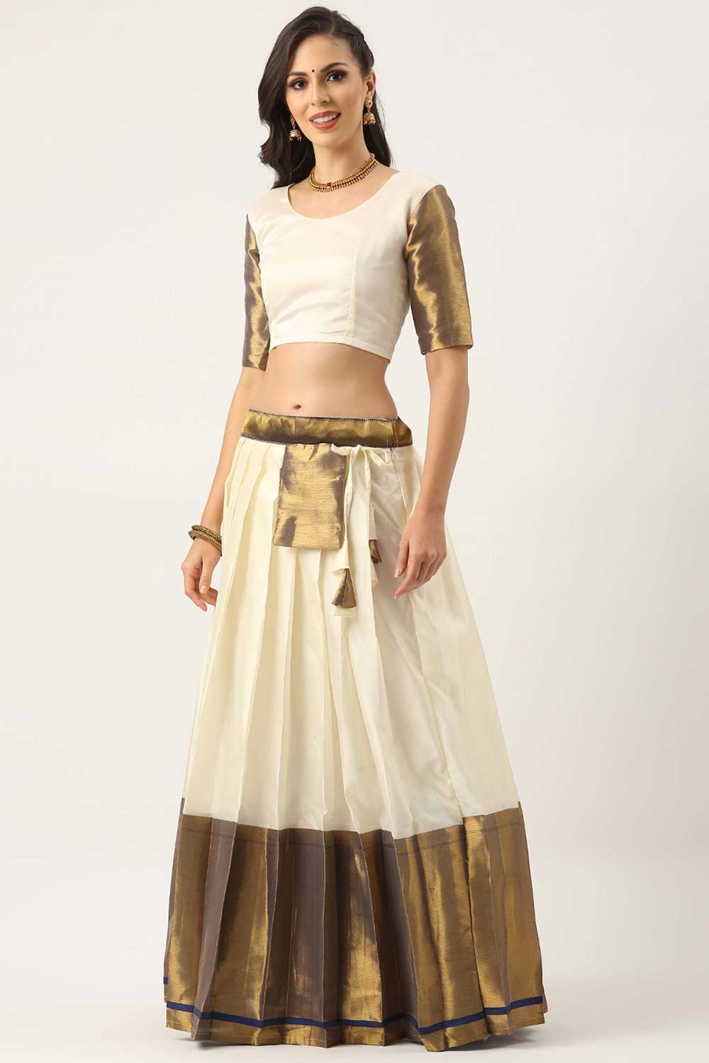 Stunning White Color Art Silk Fabric Plain Lehenga Choli | Buy Online India