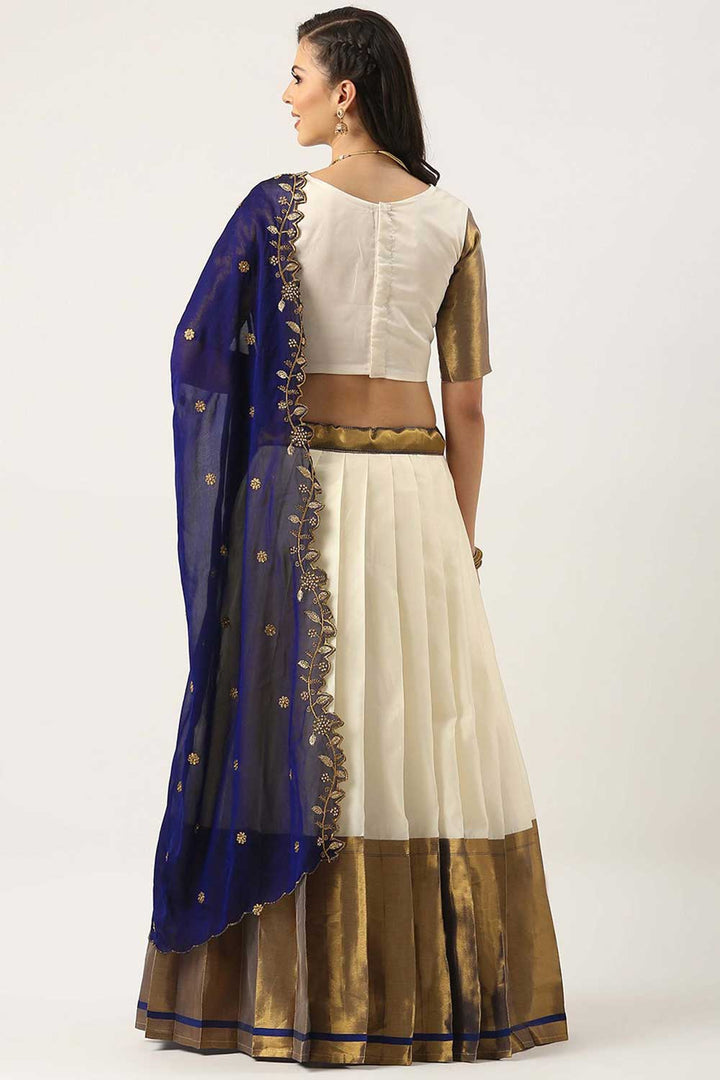 Stunning White Color Art Silk Fabric Plain Lehenga Choli | Buy Online India