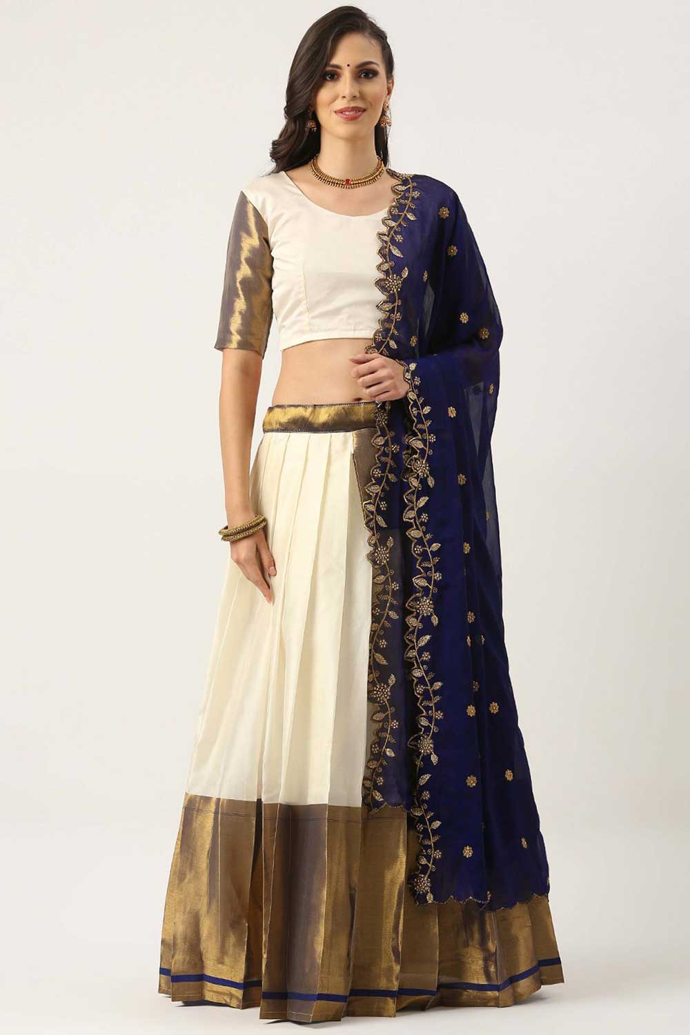 Stunning White Color Art Silk Fabric Plain Lehenga Choli | Buy Online India