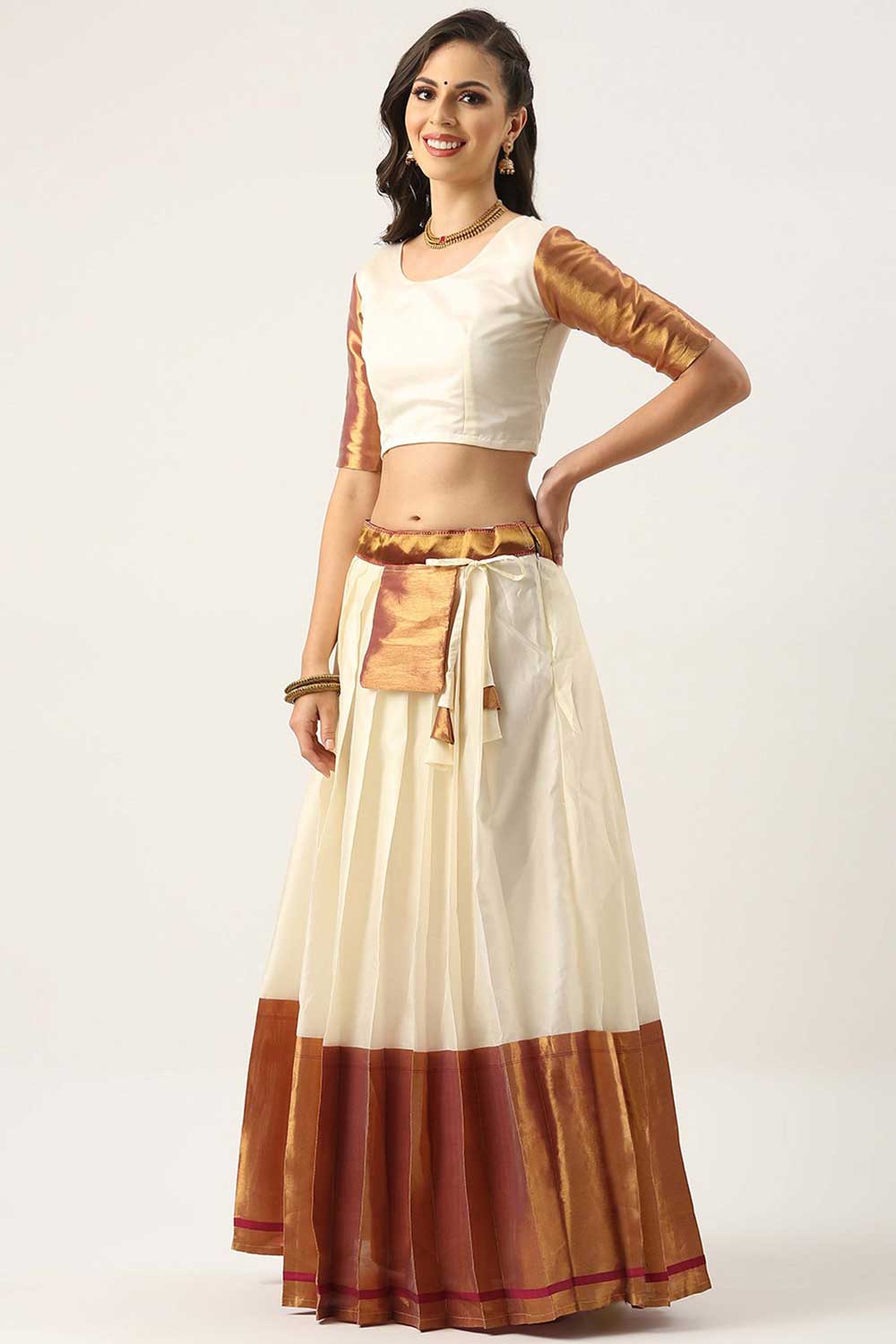 Elegant Art Silk Fabric White Color Plain Lehenga Choli | Buy Online India