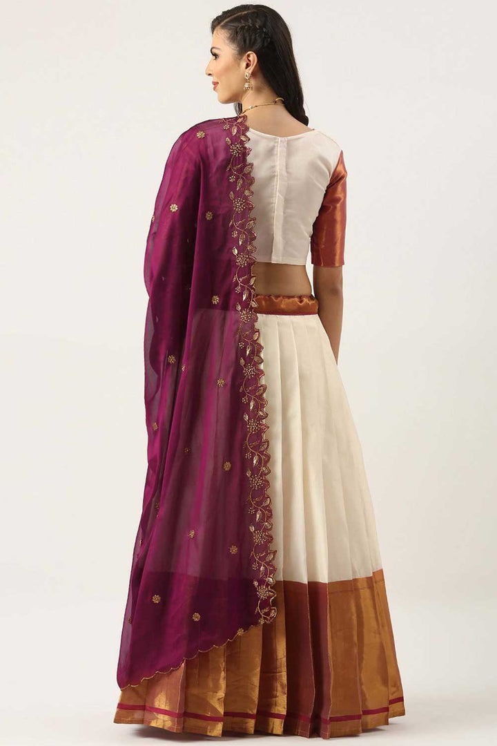 Elegant Art Silk Fabric White Color Plain Lehenga Choli | Buy Online India