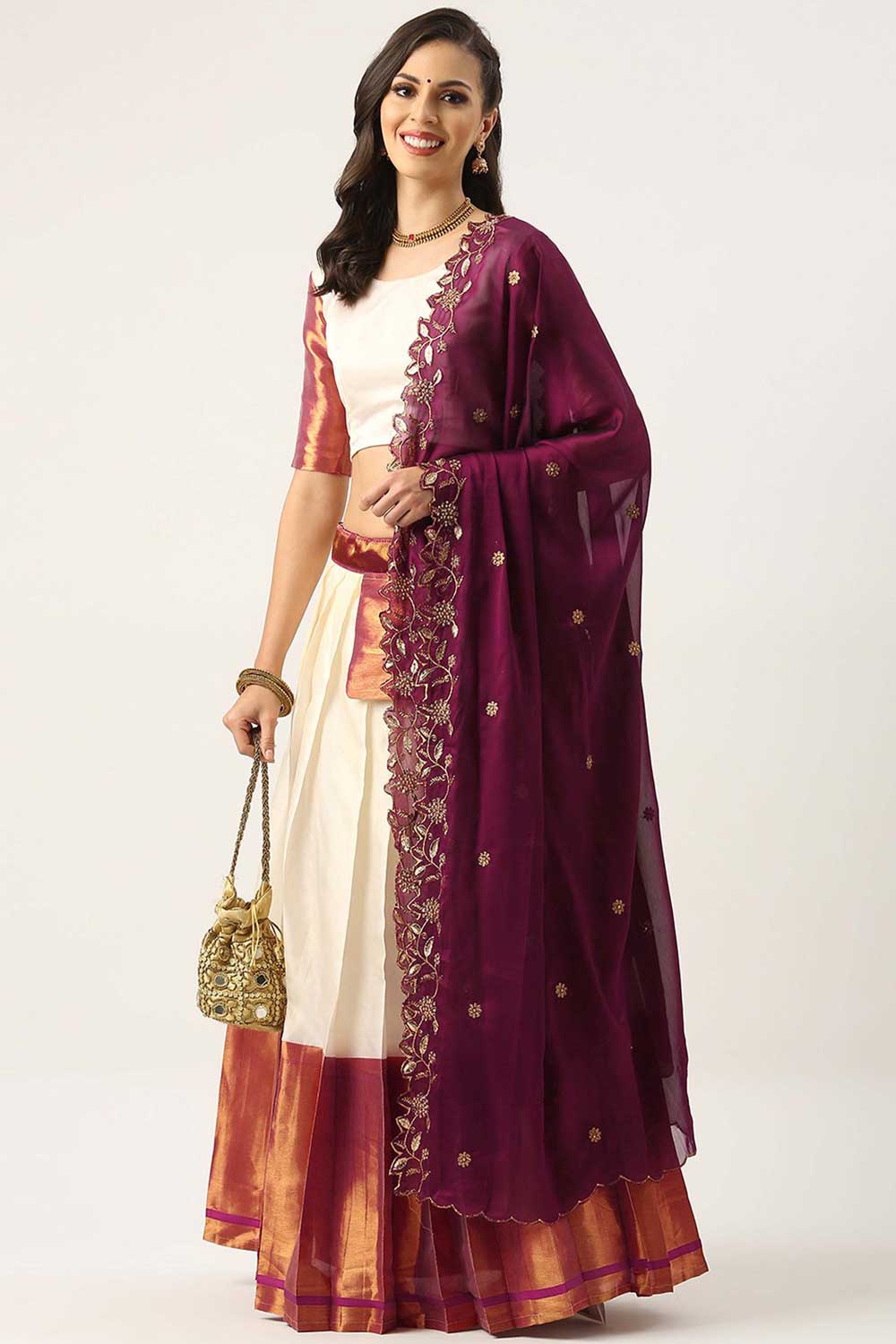 Elegant Art Silk Fabric White Color Plain Lehenga Choli | Buy Online India