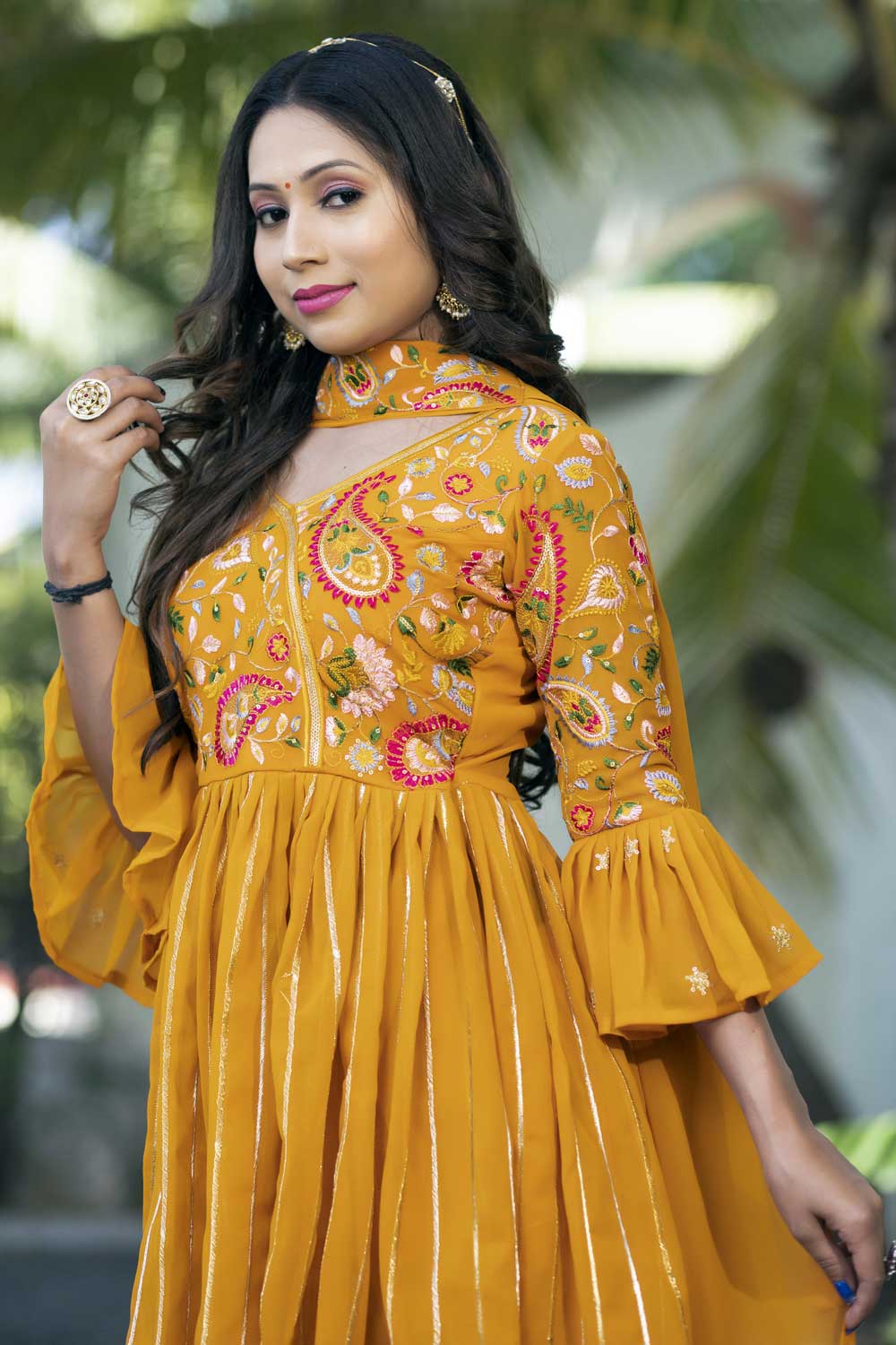 Attractive Georgette Gharara Suit In Mustard Color | Buy Online India