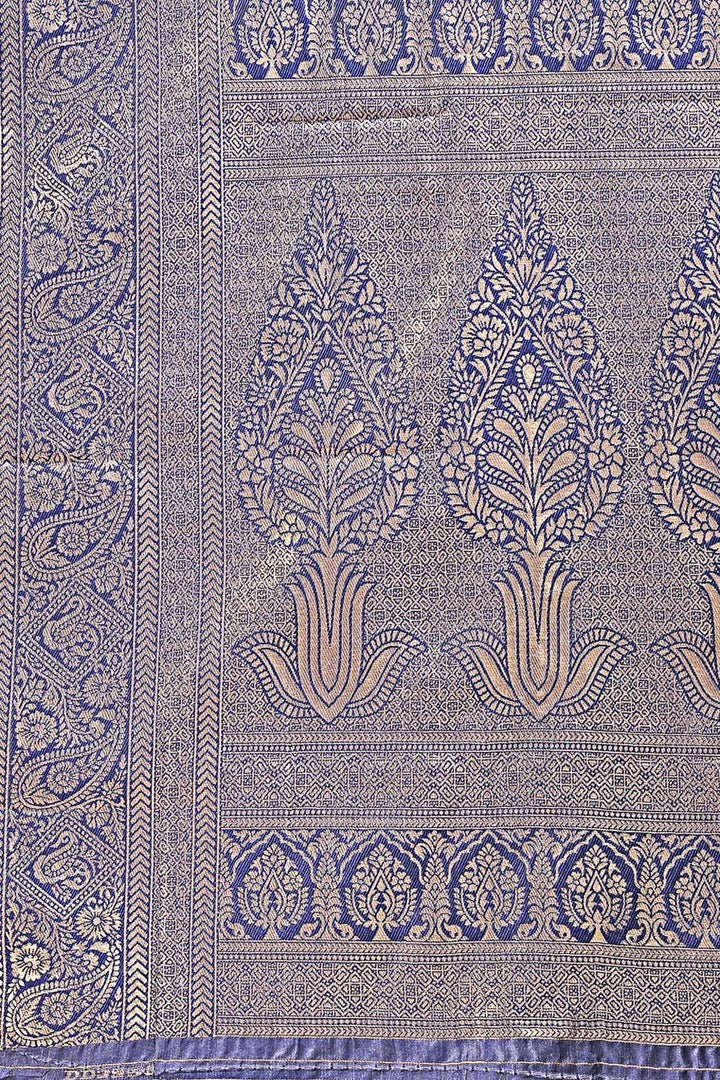 Navy Blue Color Delicate Banarasi Silk Two Tone Saree | Buy Online India