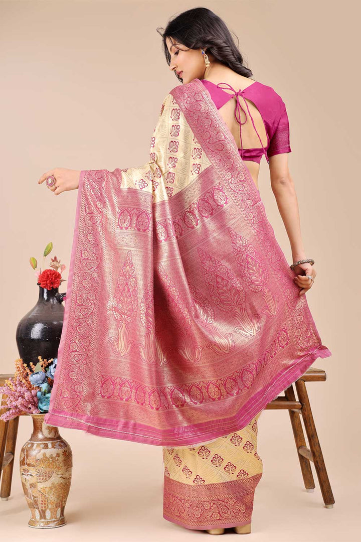 Amazing Magenta Color Banarasi Silk Two Tone Saree | Buy Online India