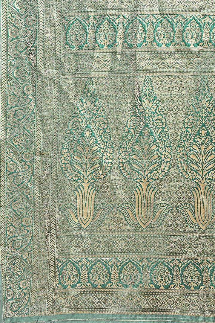 Green Color Chic Banarasi Silk Two Tone Saree | Buy Online India