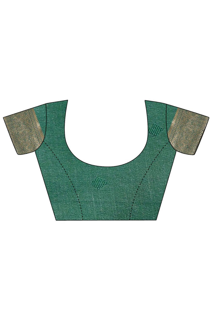 Green Color Chic Banarasi Silk Two Tone Saree | Buy Online India