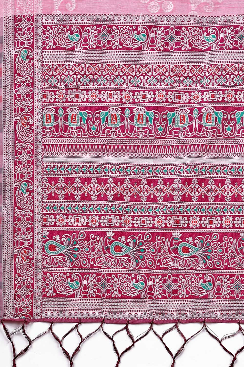 Pink Color Linen Fabric Engaging Saree With Printed Work | Buy Online India