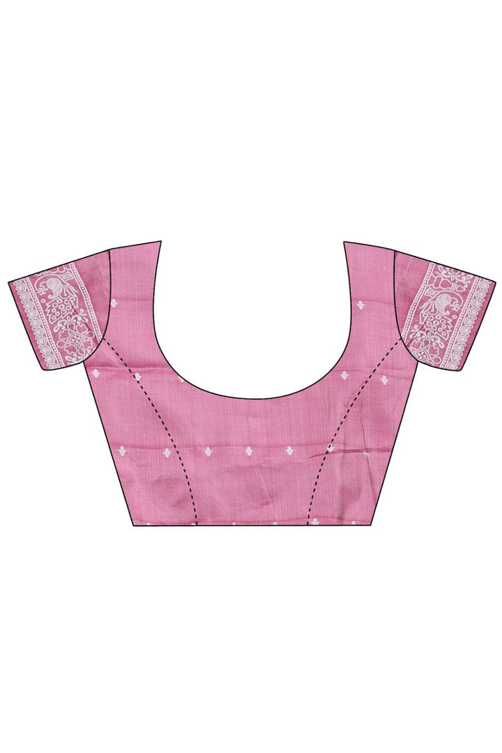 Pink Color Linen Fabric Engaging Saree With Printed Work | Buy Online India