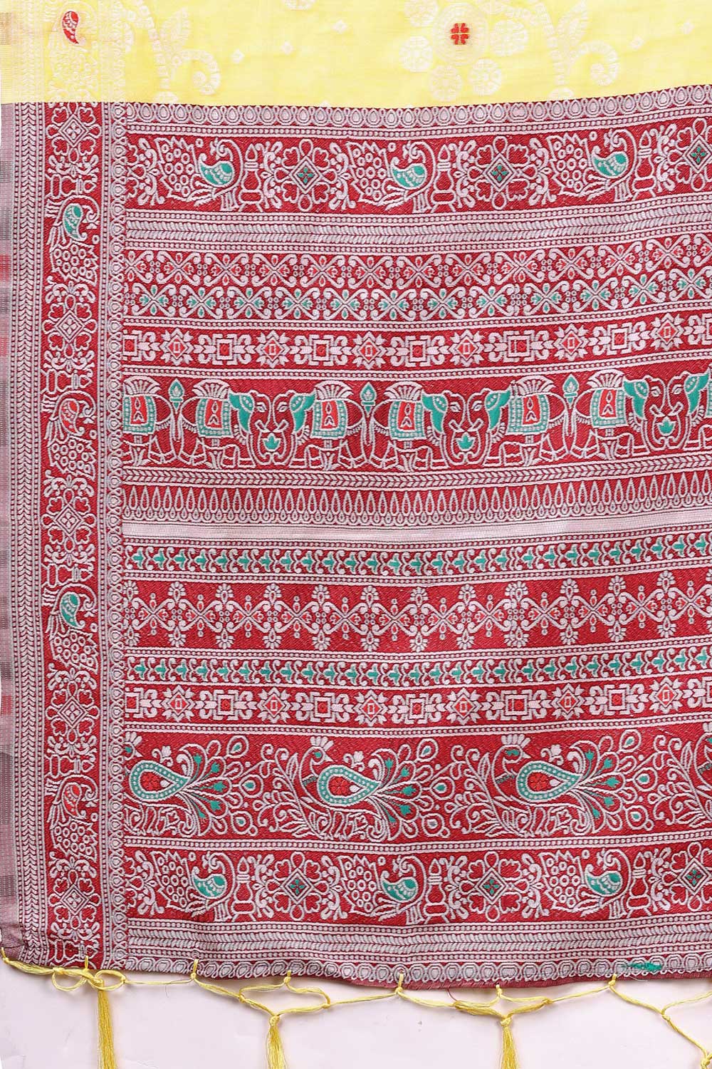 Yellow Color Printed Work On Linen Fabric Stunning Saree | Buy Online India