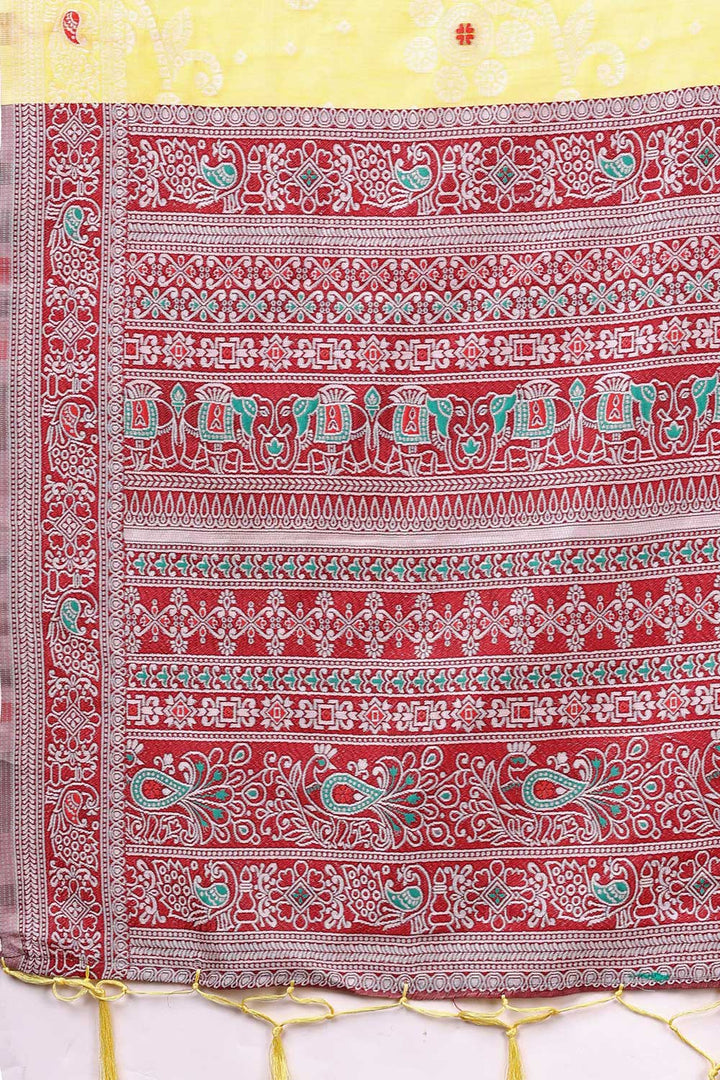 Yellow Color Printed Work On Linen Fabric Stunning Saree | Buy Online India