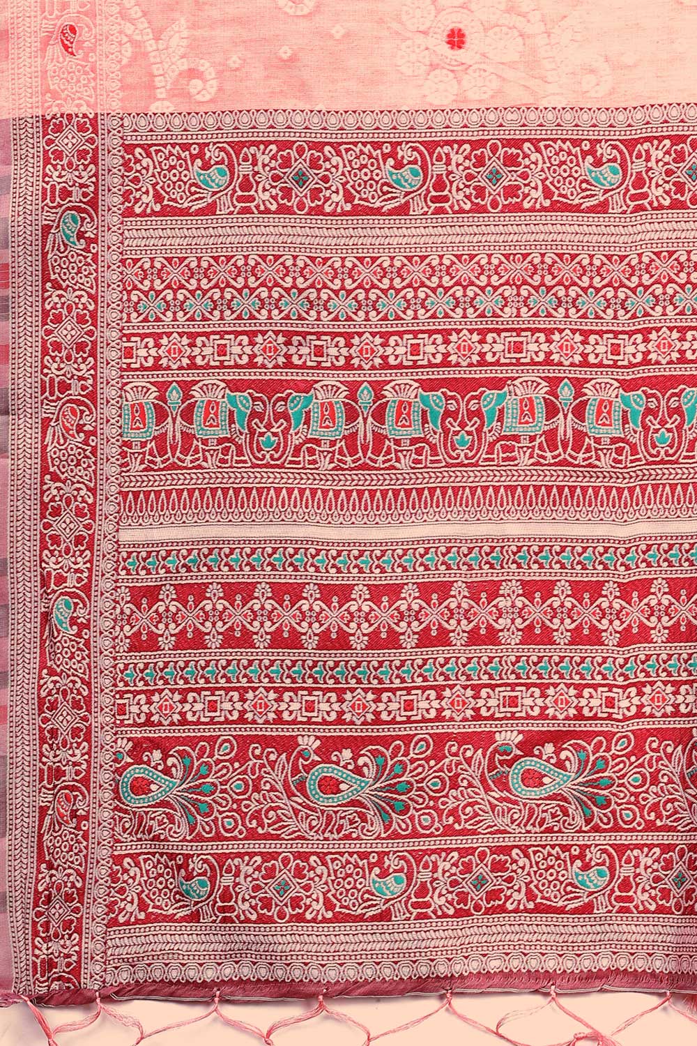 Beguiling Printed Work On Peach Color Linen Fabric Saree | Buy Online India
