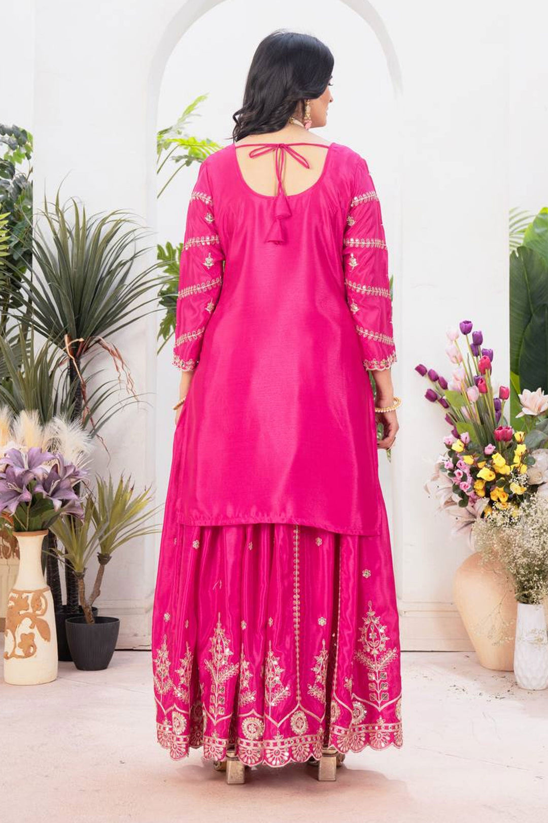 Pink Color Chinon Fabric Glorious Readymade Sharara Suit | Buy Online India