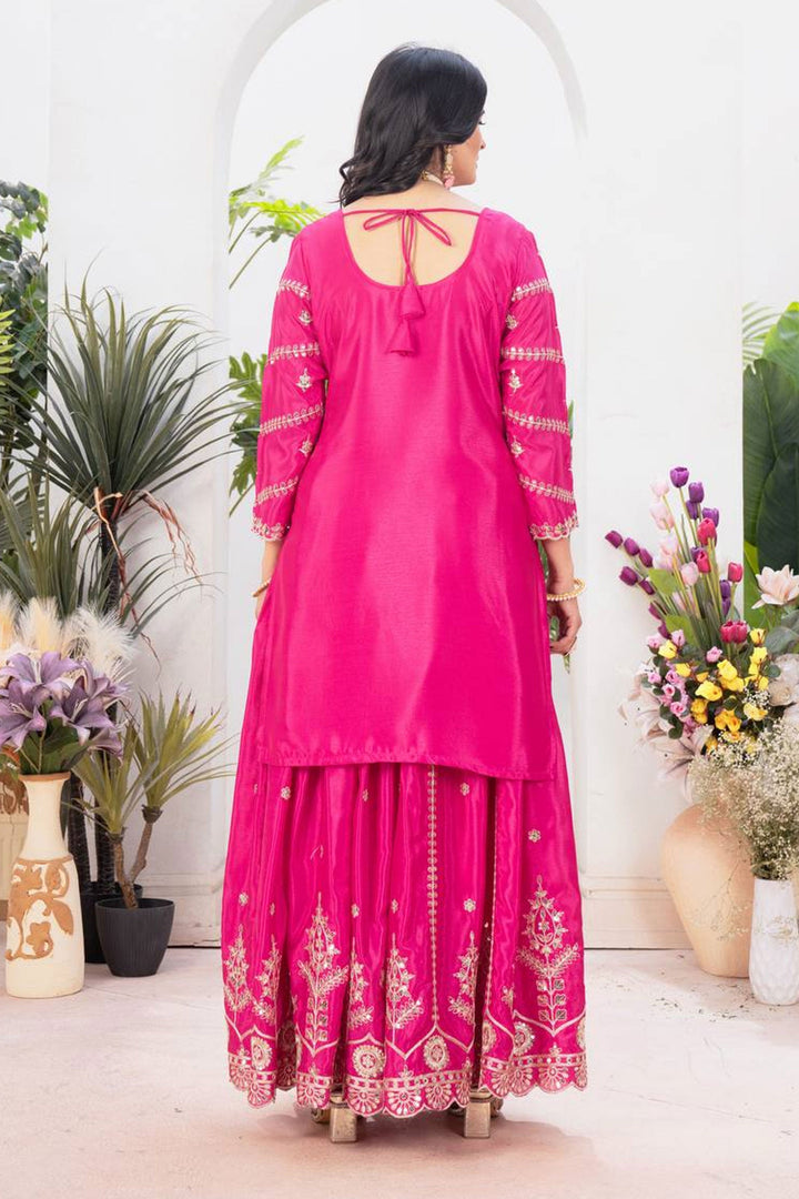 Pink Color Chinon Fabric Glorious Readymade Sharara Suit | Buy Online India