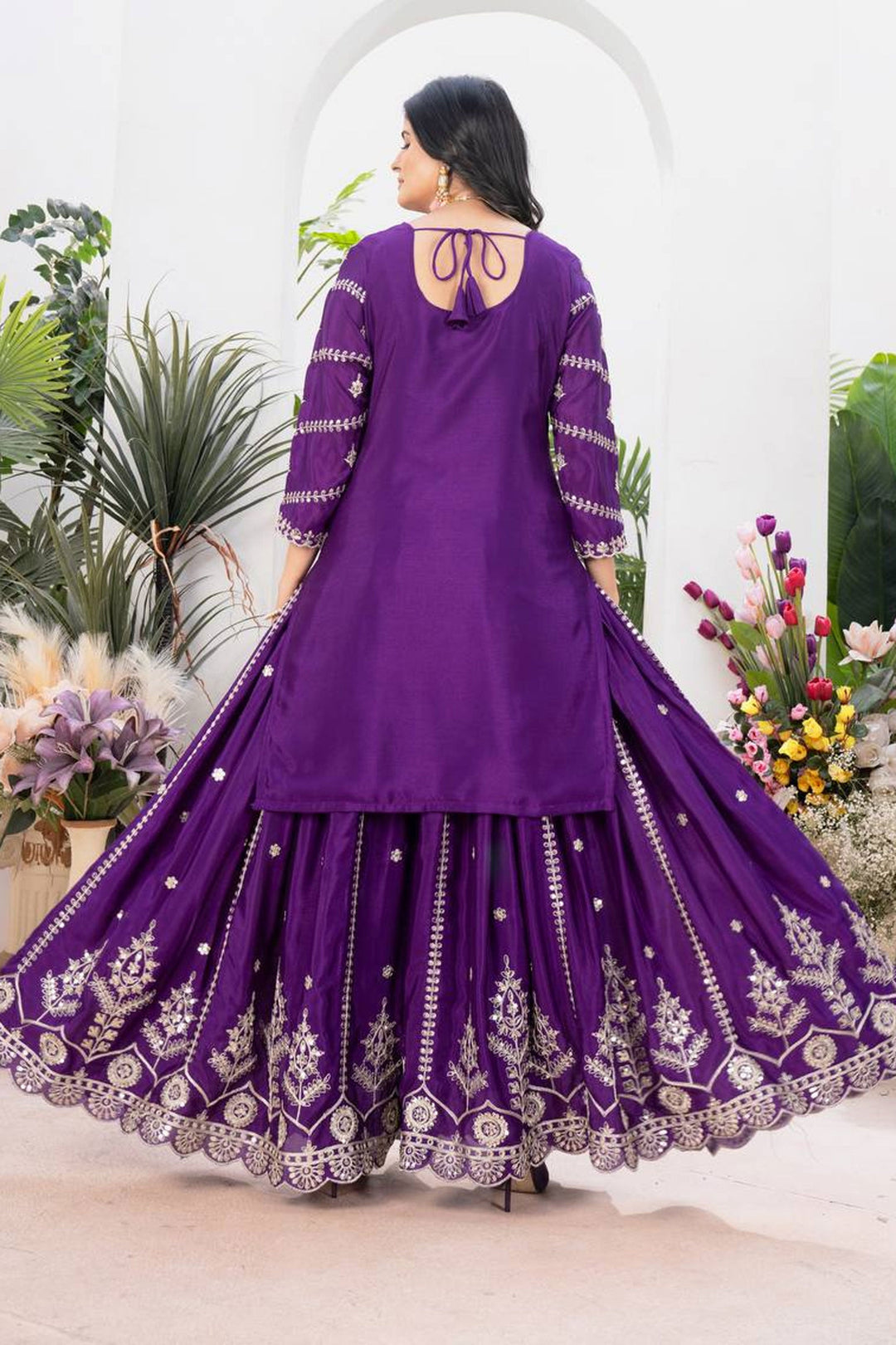 Chinon Fabric Purple Color Attractive Readymade Sharara Suit | Buy Online India