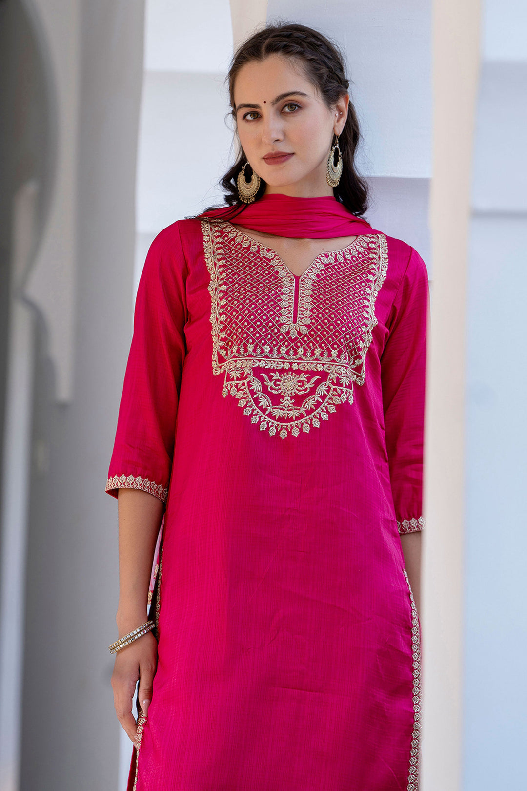 Art Silk Fabric Pink Color Glamorous Embroidered Salwar Suit | Buy Online India