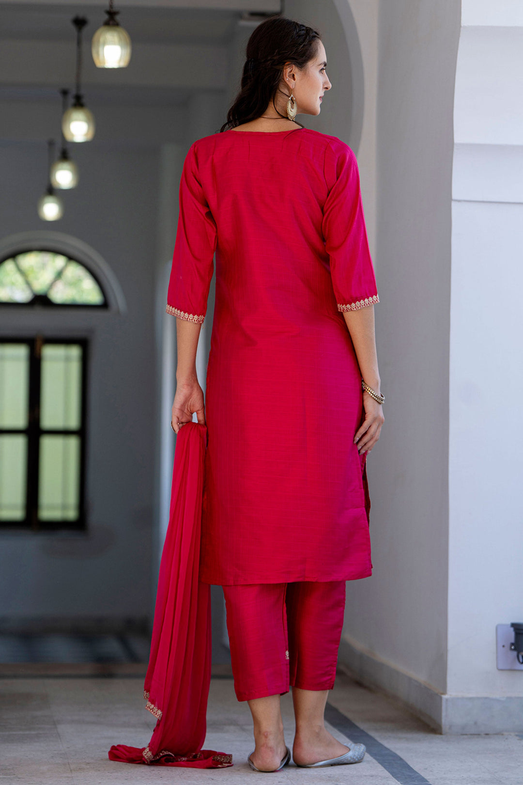 Art Silk Fabric Pink Color Glamorous Embroidered Salwar Suit | Buy Online India