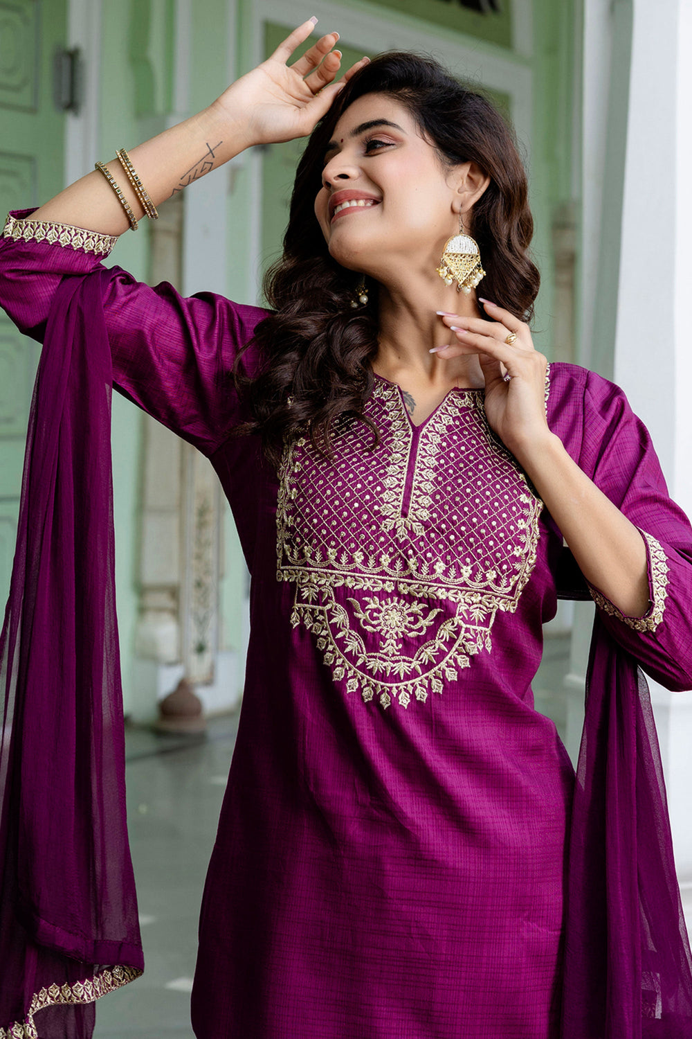Art Silk Fabric Purple Color Beatific Look Salwar Suit | Buy Online India
