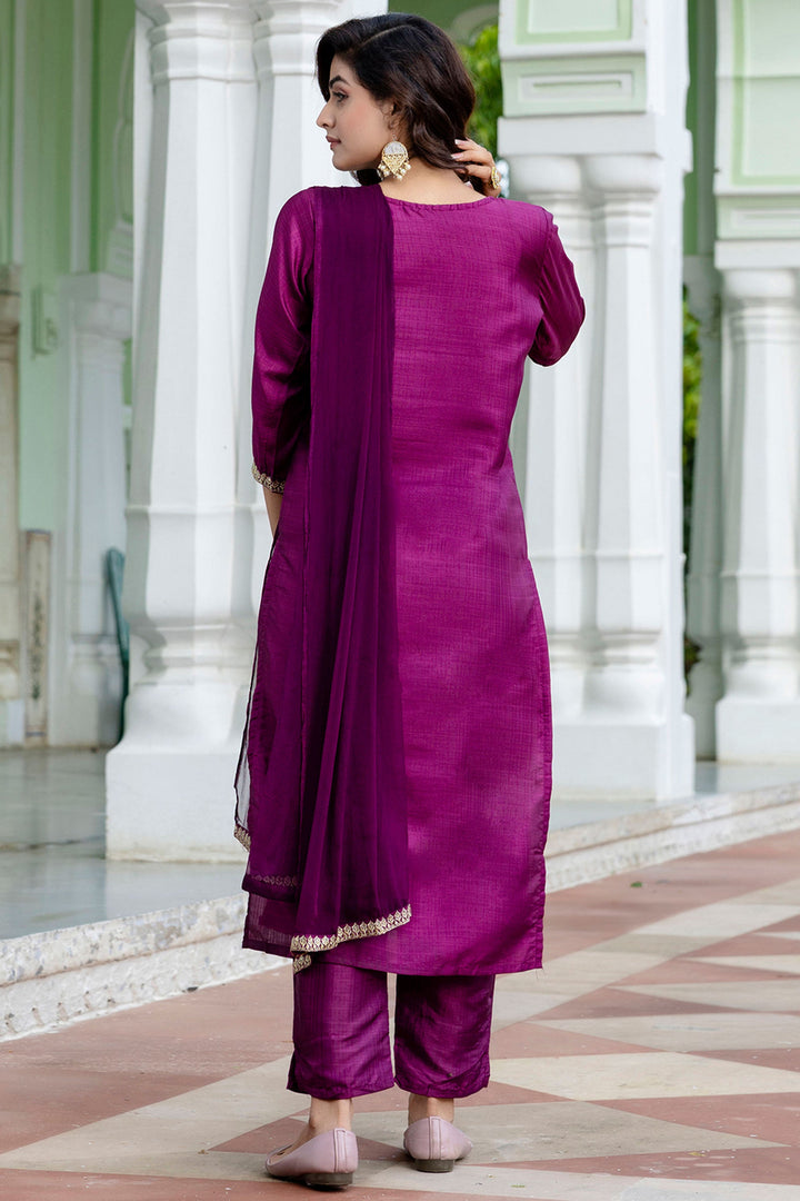 Art Silk Fabric Purple Color Beatific Look Salwar Suit | Buy Online India