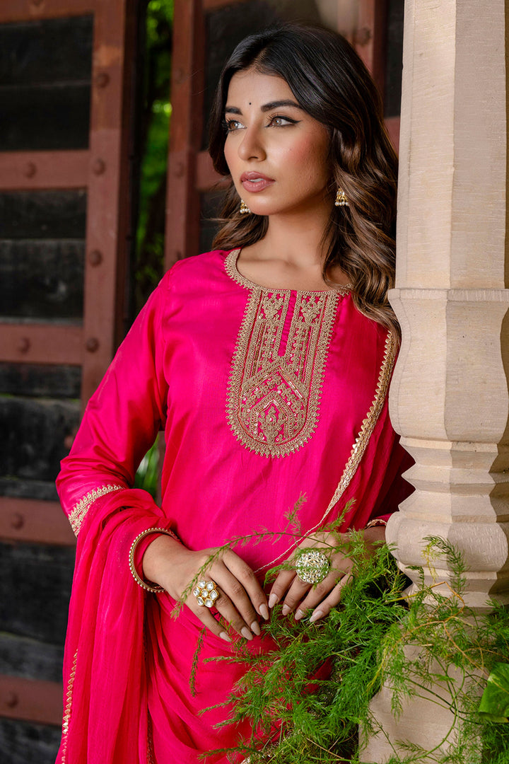 Art Silk Fabric Captivating Pink Color Salwar Suit | Buy Online India