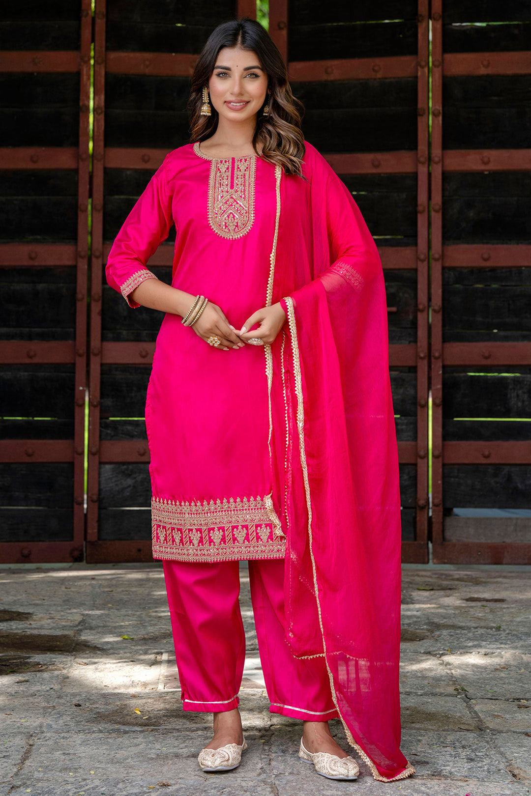Art Silk Fabric Captivating Pink Color Salwar Suit | Buy Online India