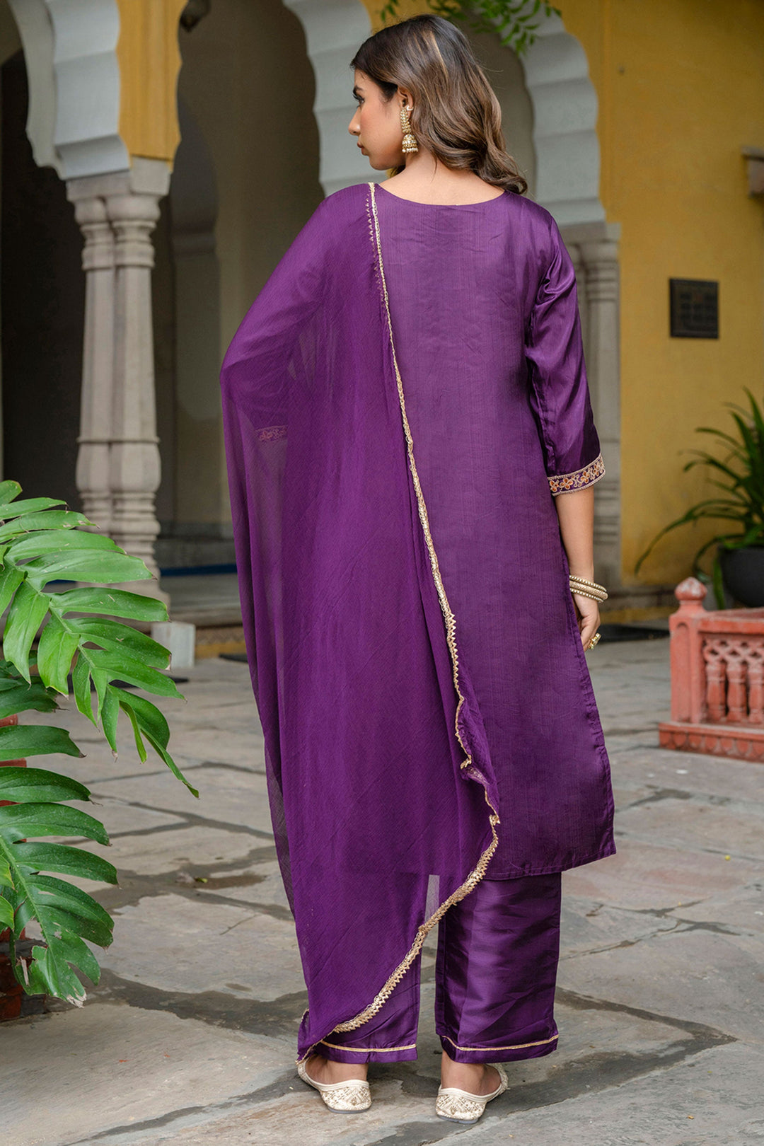 Purple Color Art Silk Fabric Glamorous Look Salwar Suit | Buy Online India