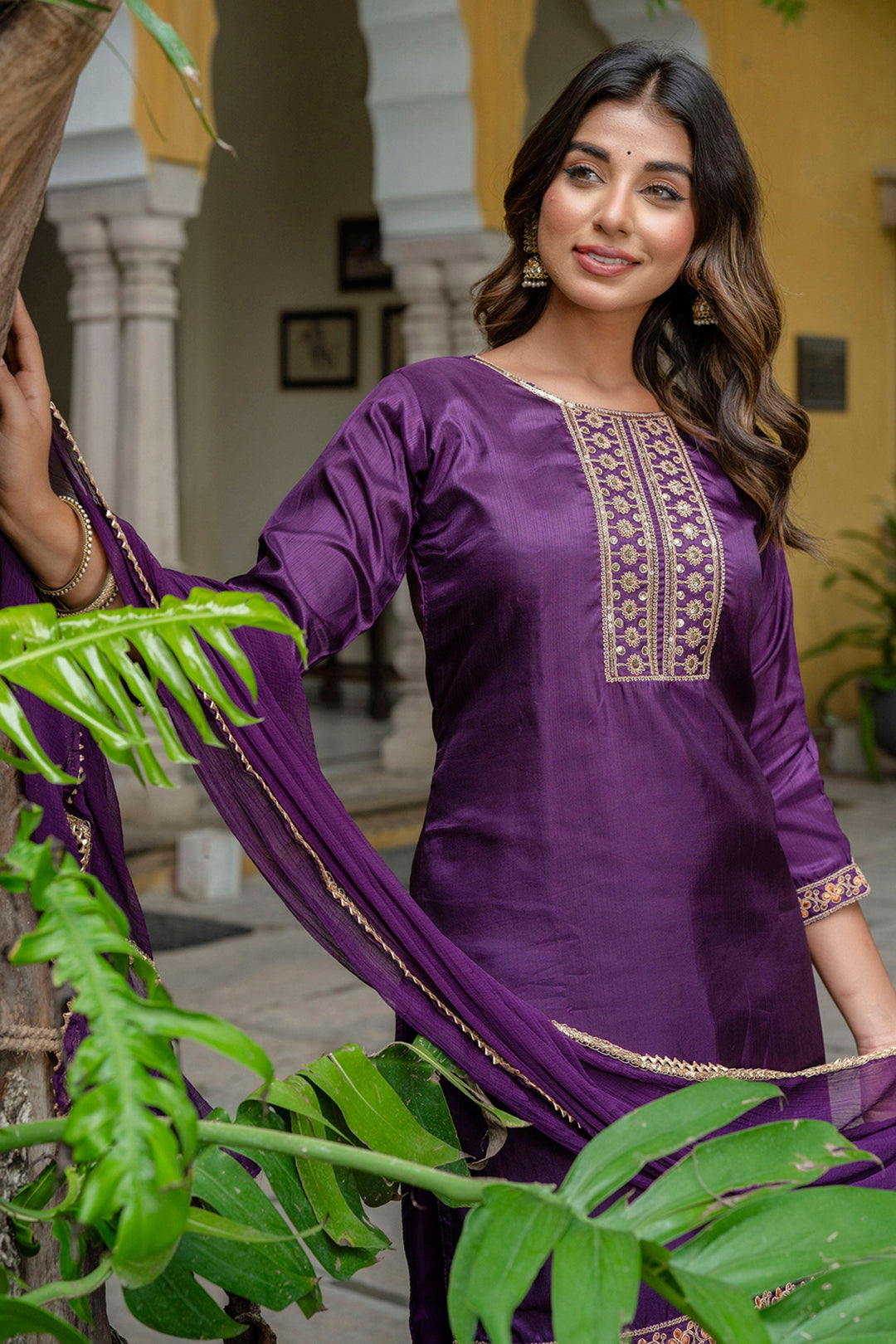 Purple Color Art Silk Fabric Glamorous Look Salwar Suit | Buy Online India