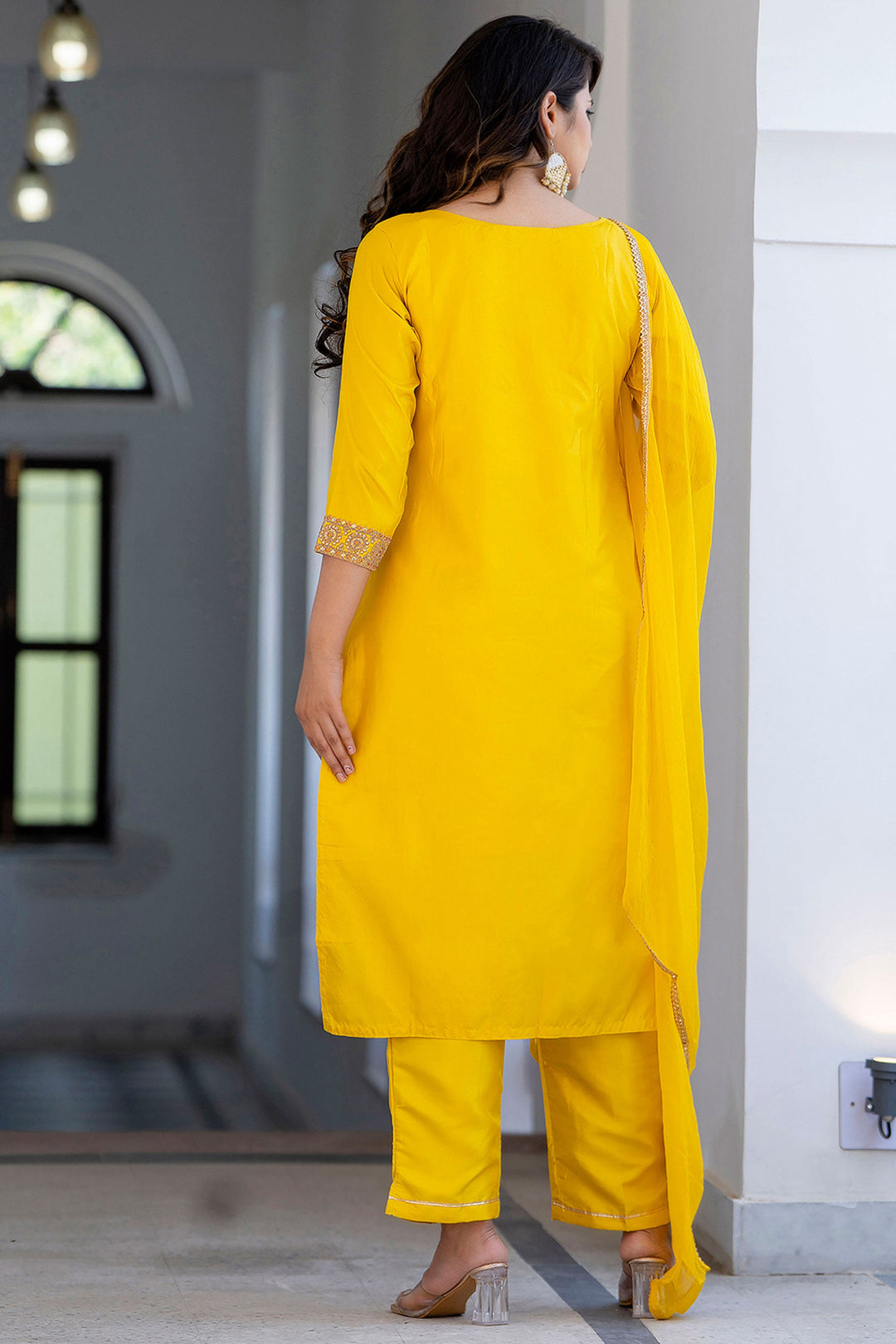 Art Silk Fabric Yellow Color Gorgeous Look Salwar Suit | Buy Online India