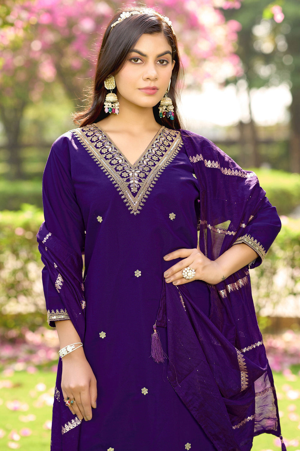 Trendy Art Silk Fabric Purple Color Readymade Salwar Suit | Buy Online India
