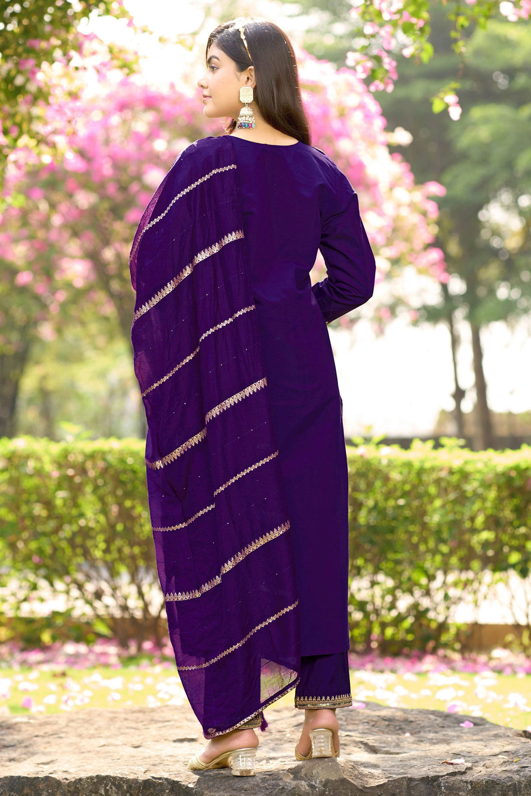 Trendy Art Silk Fabric Purple Color Readymade Salwar Suit | Buy Online India