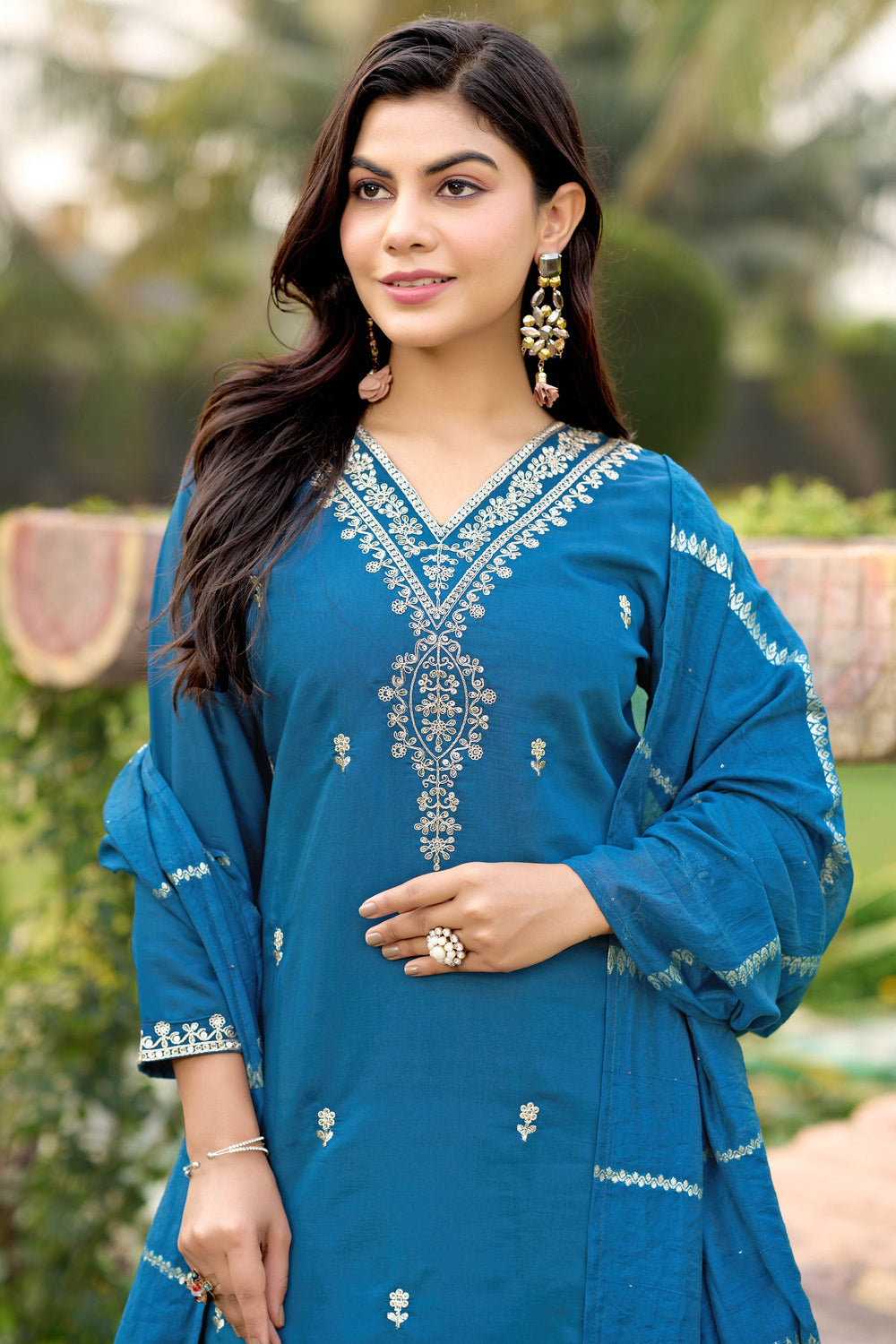 Exclusive Blue Color Readymade Salwar Suit In Art Silk Fabric | Buy Online India