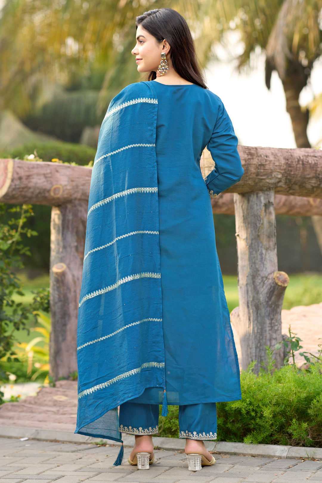 Exclusive Blue Color Readymade Salwar Suit In Art Silk Fabric | Buy Online India