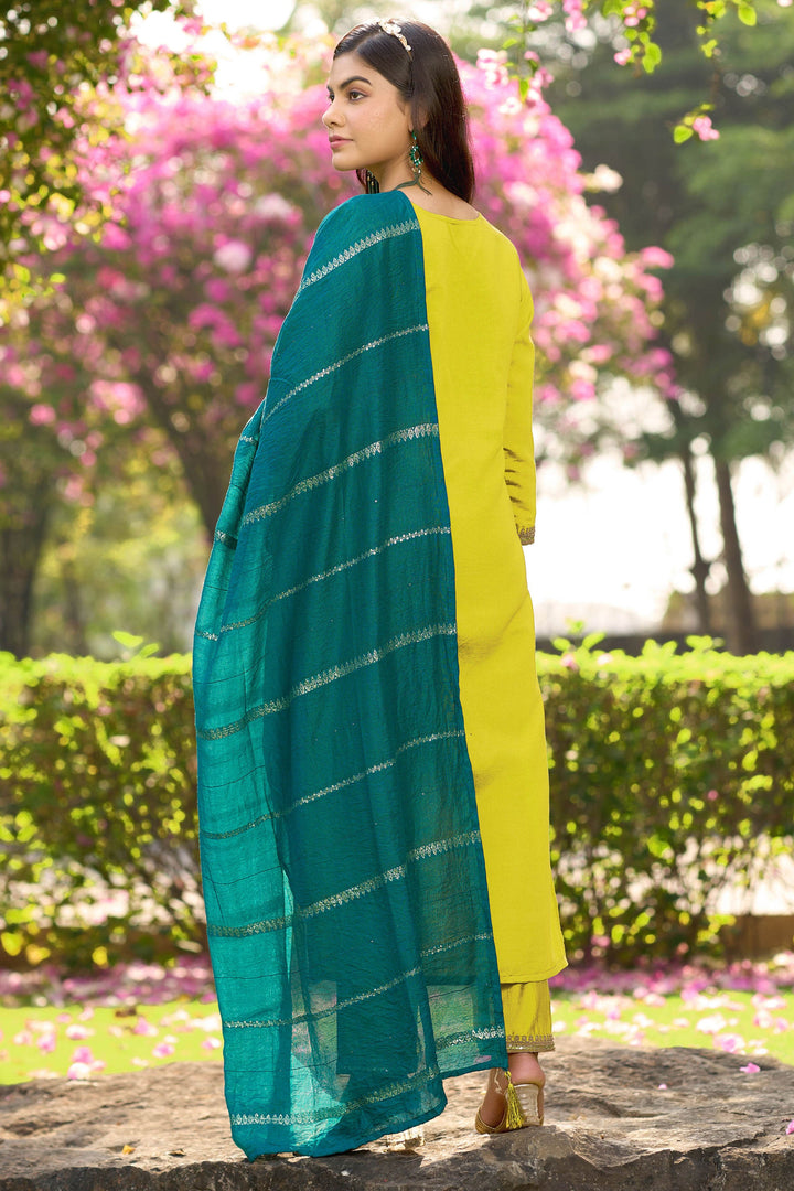Yellow Color Exquisite Readymade Salwar Suit In Art Silk Fabric | Buy Online India