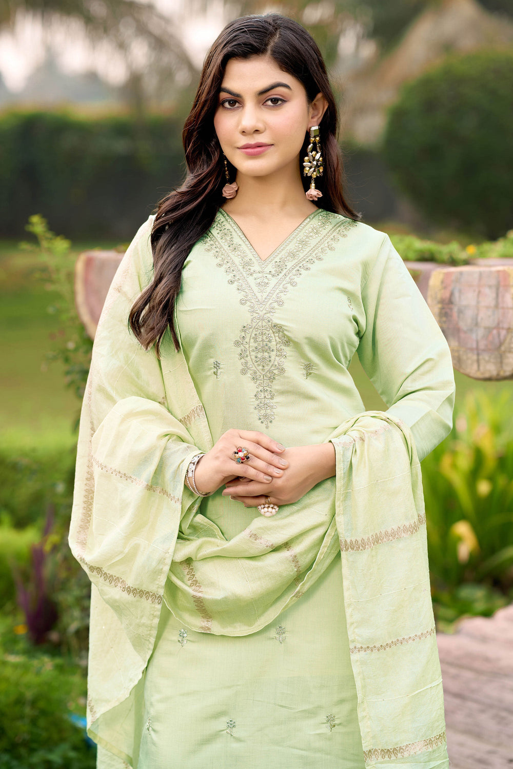 Attrective Art Silk Fabric Sea Green Color Readymade Salwar Suit | Buy Online India