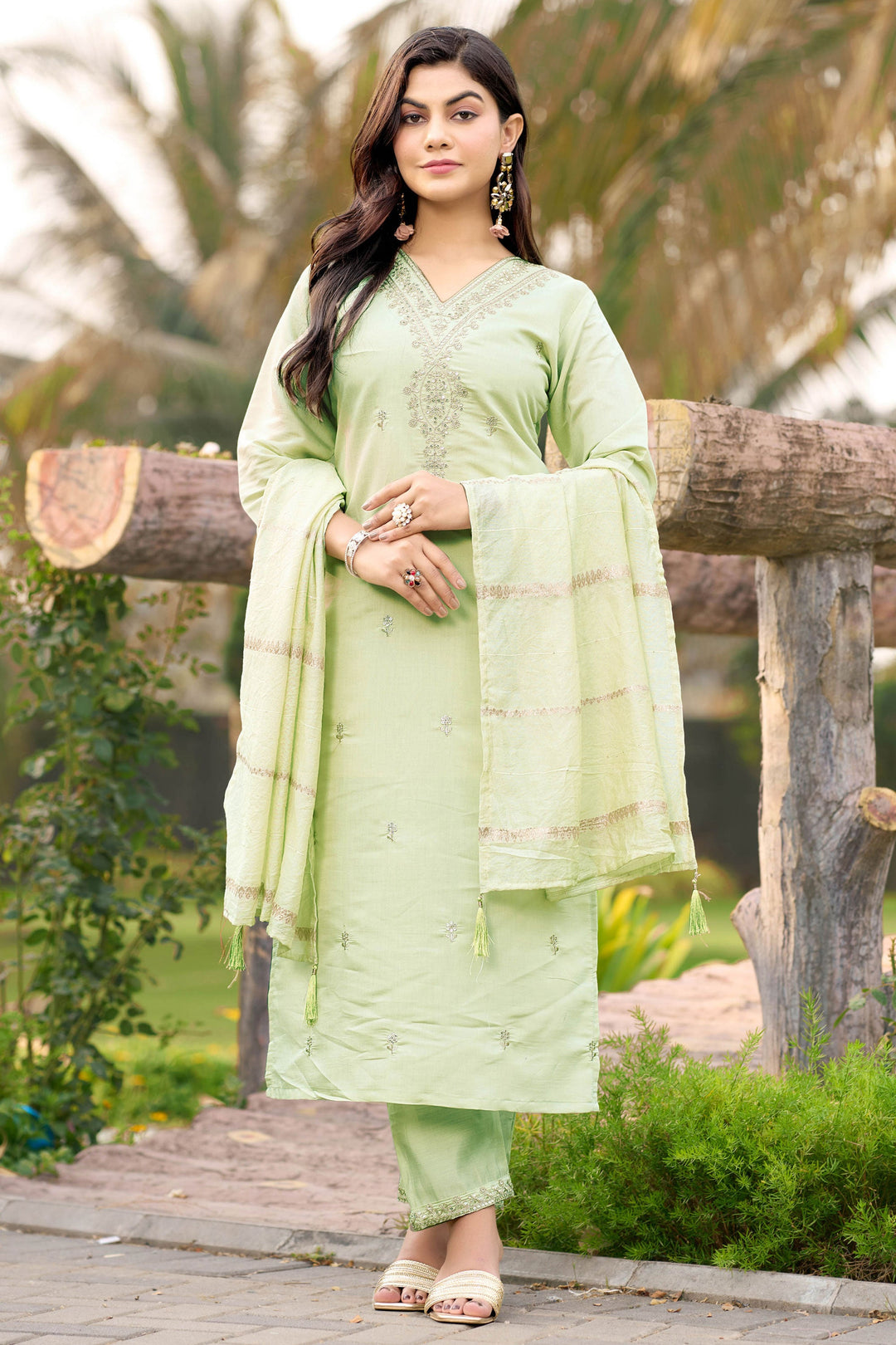 Attrective Art Silk Fabric Sea Green Color Readymade Salwar Suit | Buy Online India