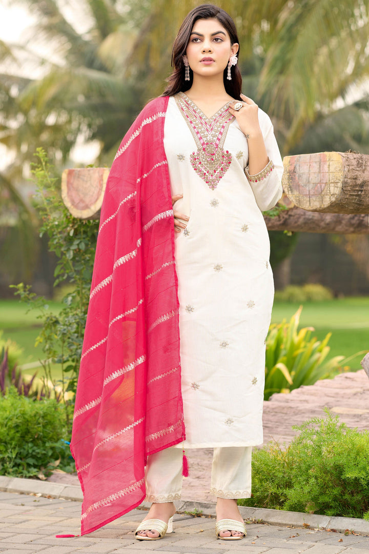 Art Silk Fabric White Color Amazing Readymade Salwar Suit | Buy Online India