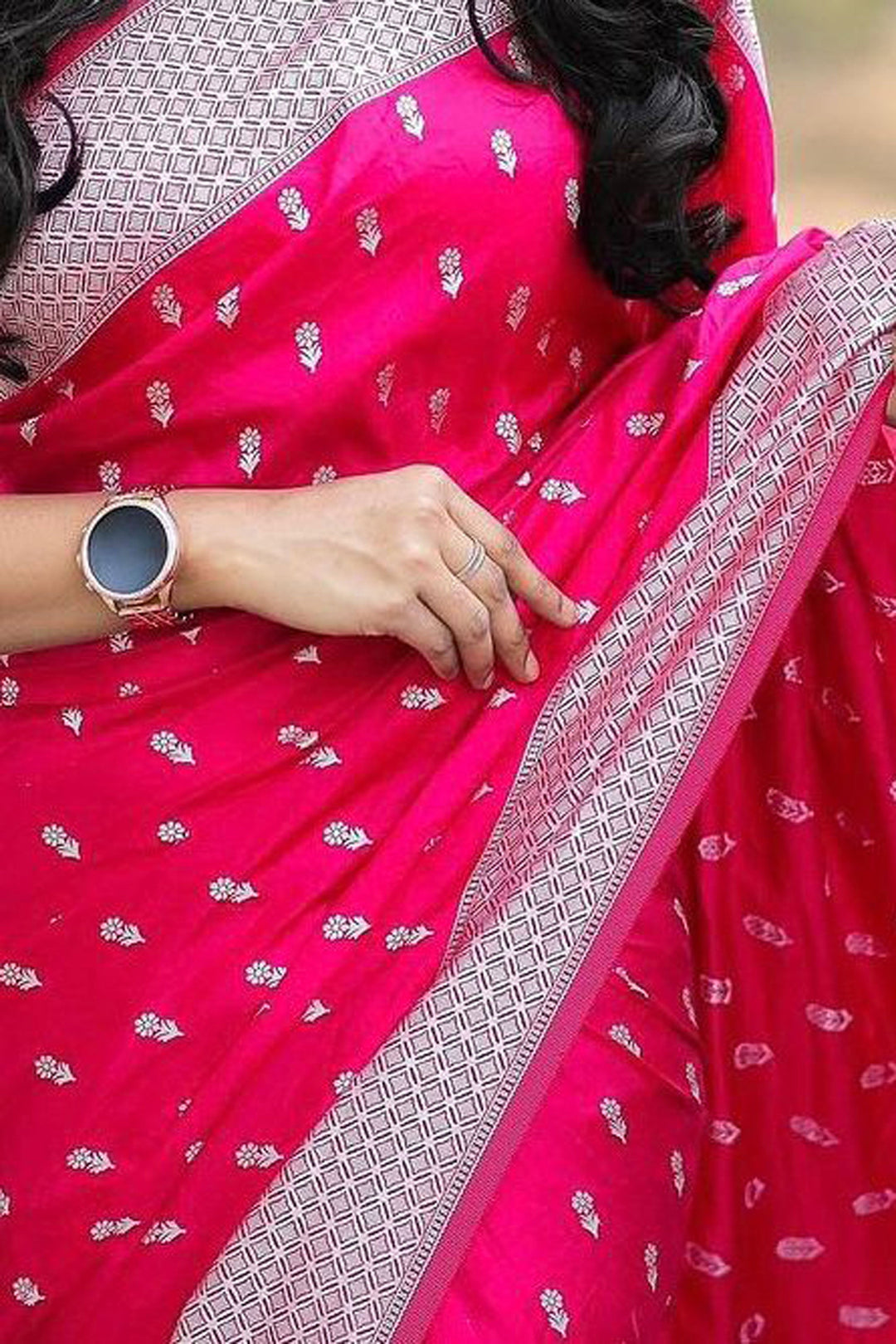 Blazing Rani Color Jacquard Work Banarsi Style Silk Saree | Buy Online India
