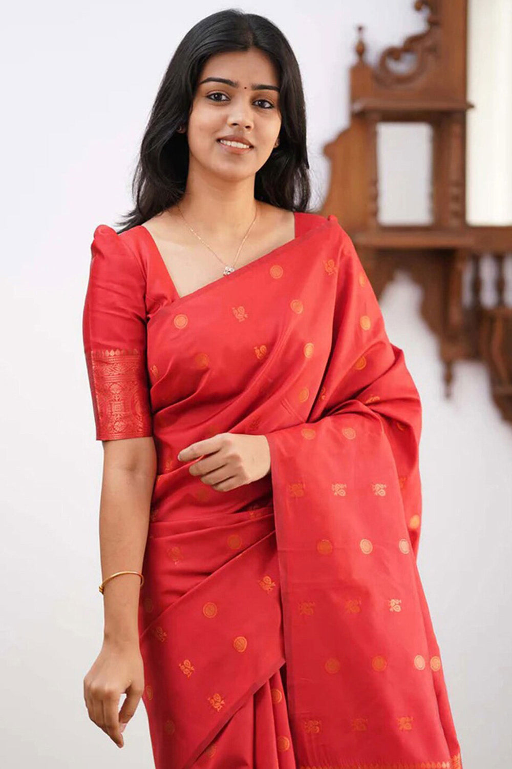 Red Color Art Silk Fabric Engaging Saree With Jacquard Work | Buy Online India